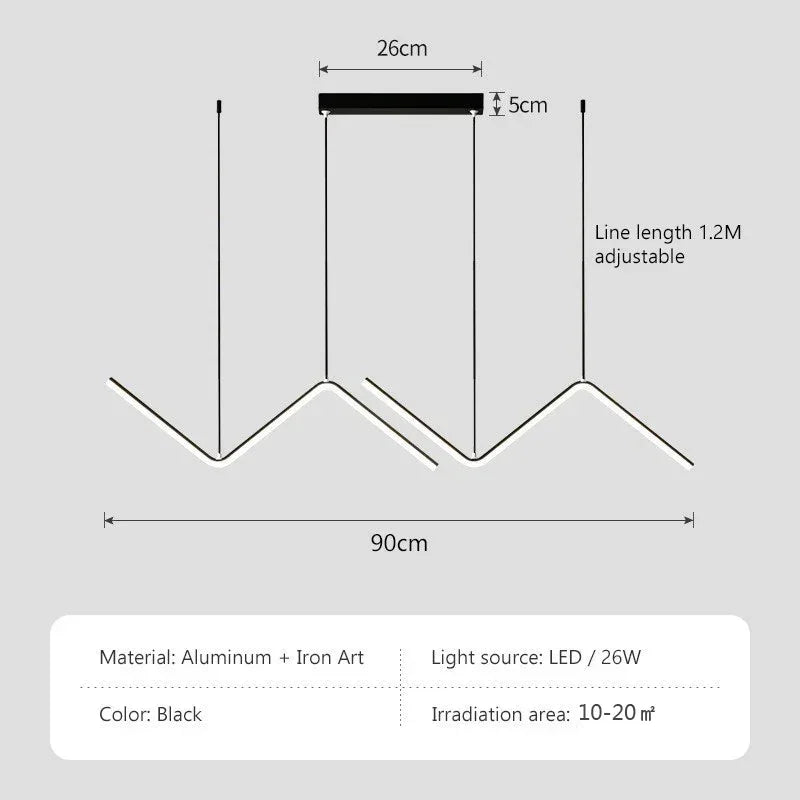 Moderne LED-Pendelleuchte – Nordische Gouden Kroonluchter voor Keuken, Eetkamer en Restaurant, Z-Vorm Design met Afstandsbediening