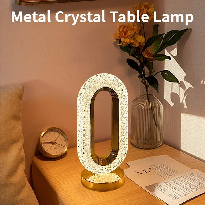 Moderne Luxe Oval USB oplaadbare Kristal Tafellamp – Dimbare LED Nachtlamp voor Slaapkamer, Woonkamer en Nachttafel Decor