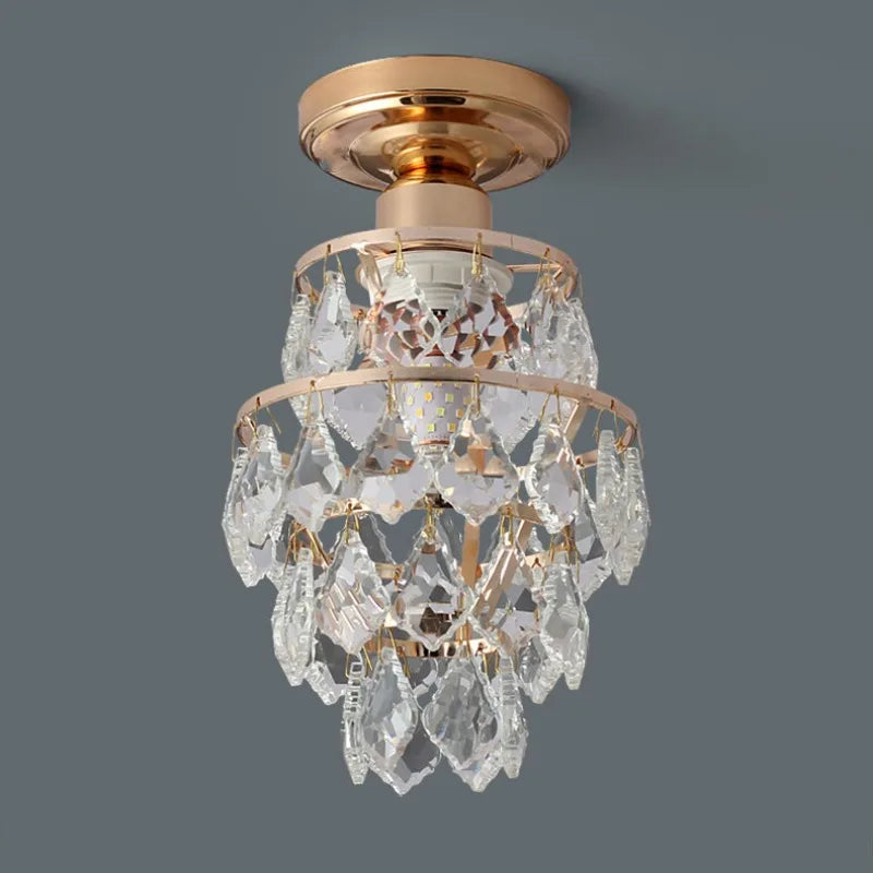 Moderne Gouden Mini Kristallen Plafondlamp – E27 LED Licht voor Slaapkamer, Woonkamer, Trappen en Hu decorated