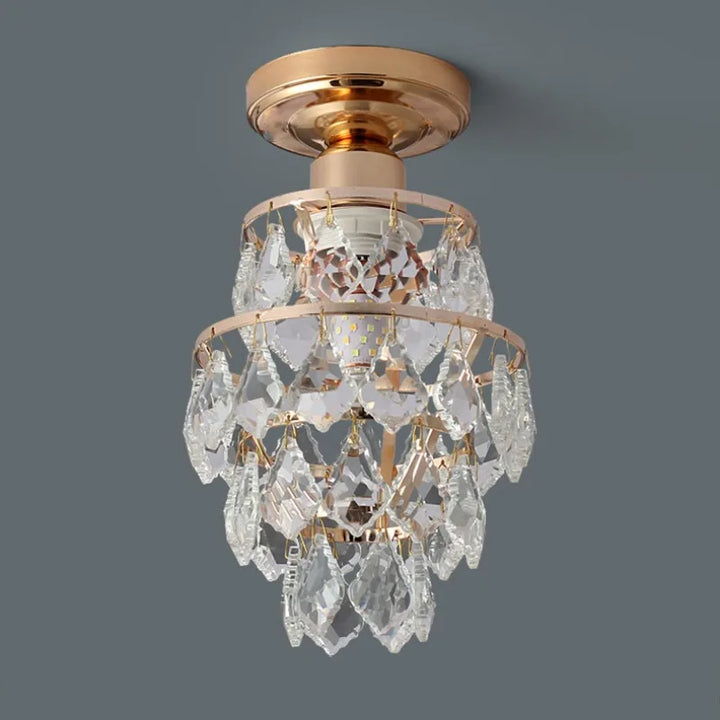 Moderne Gouden Mini Kristallen Plafondlamp – E27 LED Licht voor Slaapkamer, Woonkamer, Trappen en Hu decorated