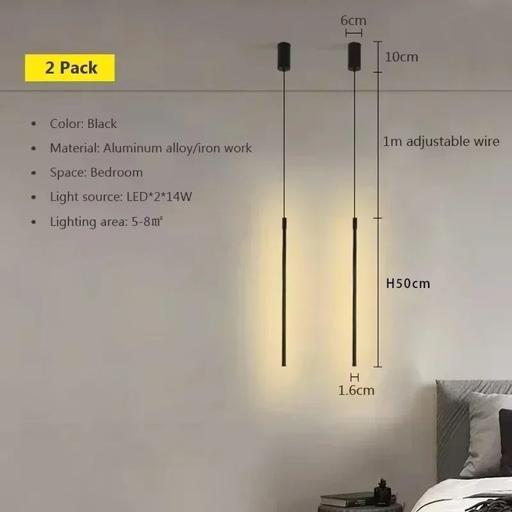 Moderne LED Lange Pendelleuchte voor Eetkamer, Slaapkamer & Woonkamer – Tiptoets, Aluminium Hanglamp, witte & zwarte Lampenkap
