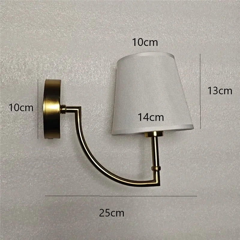 Nordic Minimalist Wandlamp – Moderne linnen lampenkap met elleboog-ontwerp voor woonkamer, slaapkamer en trappenhuis