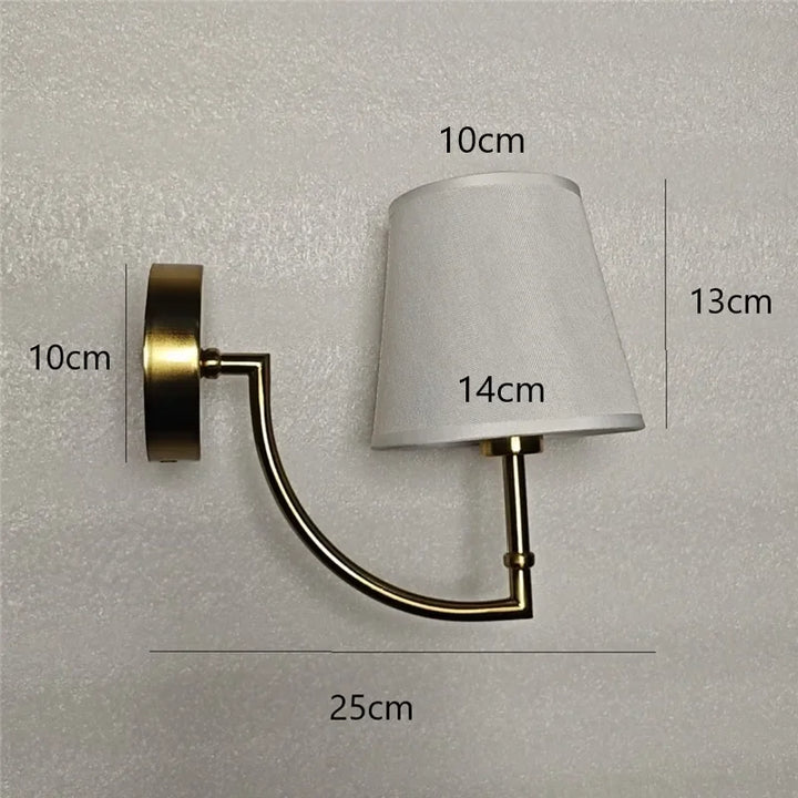Nordic Minimalist Wandlamp – Moderne linnen lampenkap met elleboog-ontwerp voor woonkamer, slaapkamer en trappenhuis