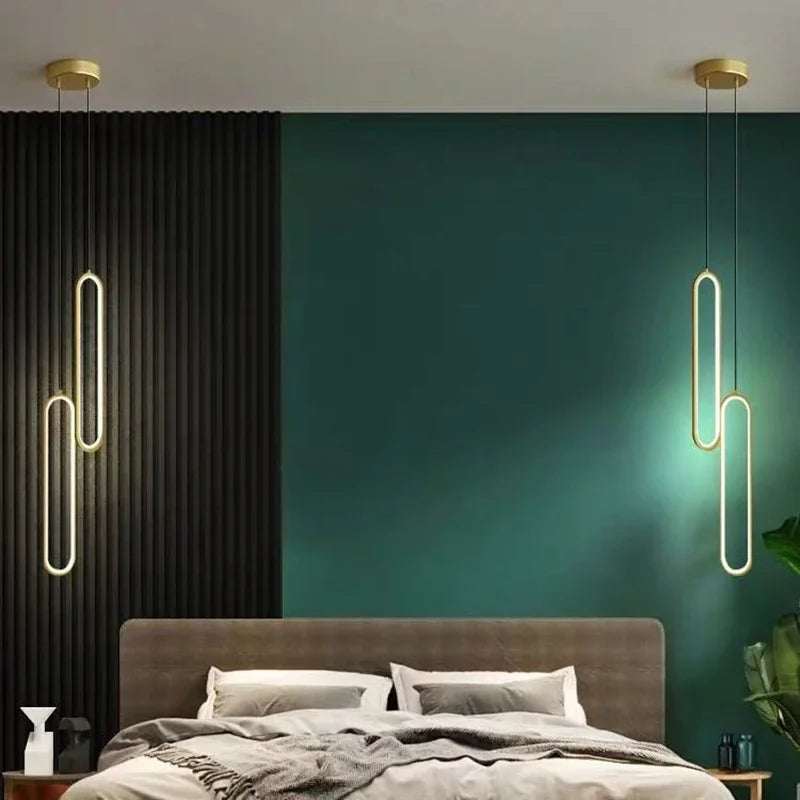 Moderne LED hanglamp – Zwarte en gouden hanglamp voor slaapkamer, woonkamer en eetkamerdecor