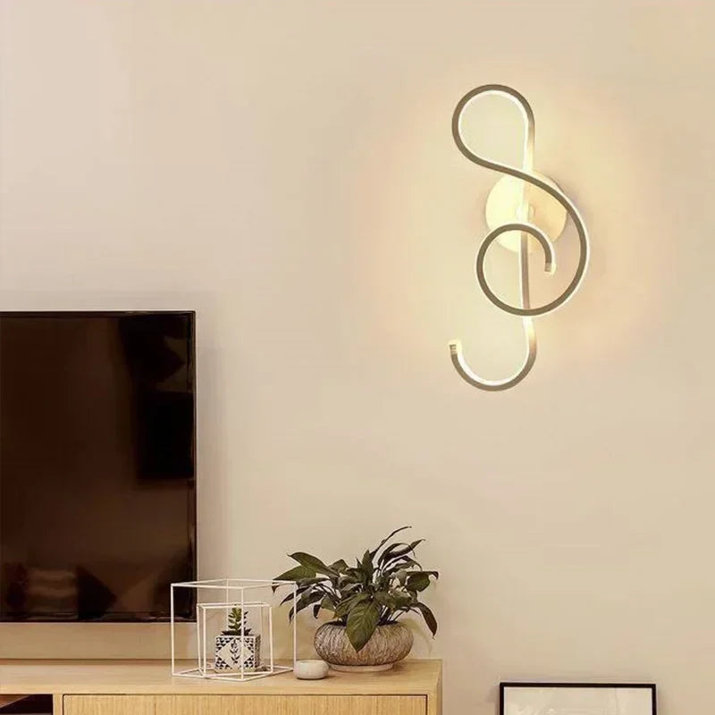Moderne LED Wandlamp - Muzieknoot Wandlamp voor Slaapkamer, Woonkamer en Kantoor, Aan/Uit Touch, Op en Neer Lichtrichting, Binnen Decoratie