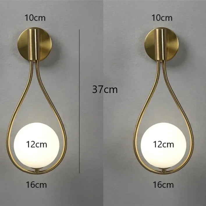 Moderne metaaldraad- en glasball wandlamp - Scandinavische wandverlichting voor woonkamer, slaapkamer, gang, hal en trap - AC-gevoed, LED-lamp inbegrepen