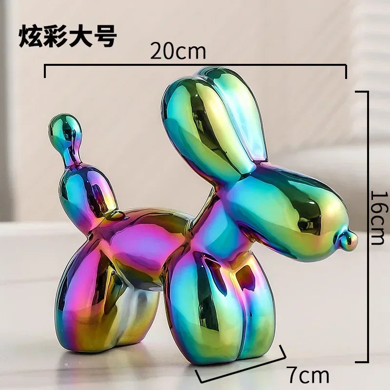 Noordse Keramische Ballonhond Sculptuur Gouden Dier Decoratie Standbeeld Woonkamer Ornamenten Creatief Bureau Ornament Thuis Decor