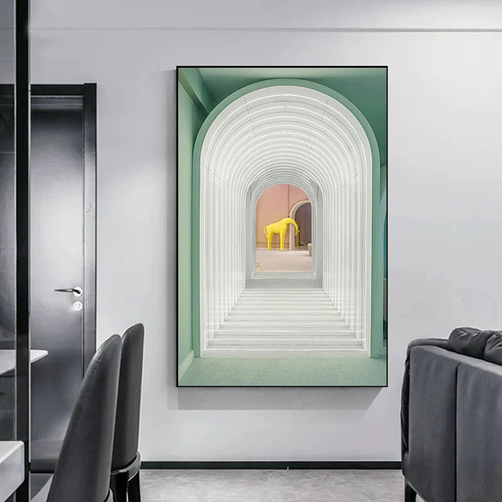 Minimalistische abstracte architectonische wandkunst Fijne kunst canvasprints Posters afbeeldingen voor moderne woonappartement woonkamer kantoor decor