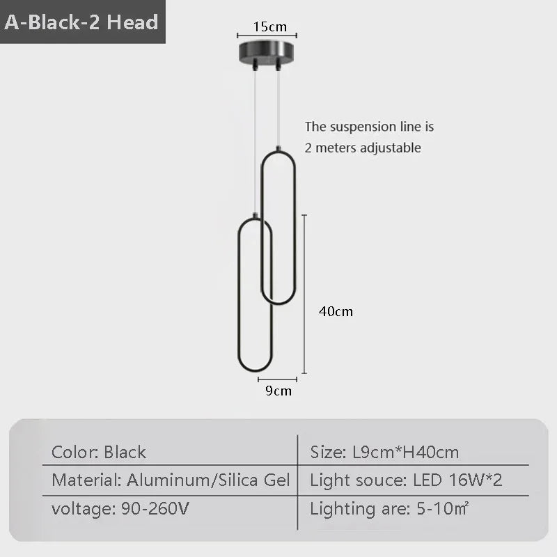Moderne LED Pendellicht - Zwarte en gouden hanglamp voor slaapkamer, woonkamer en eetkamer - Stijlvolle binnenverlichting