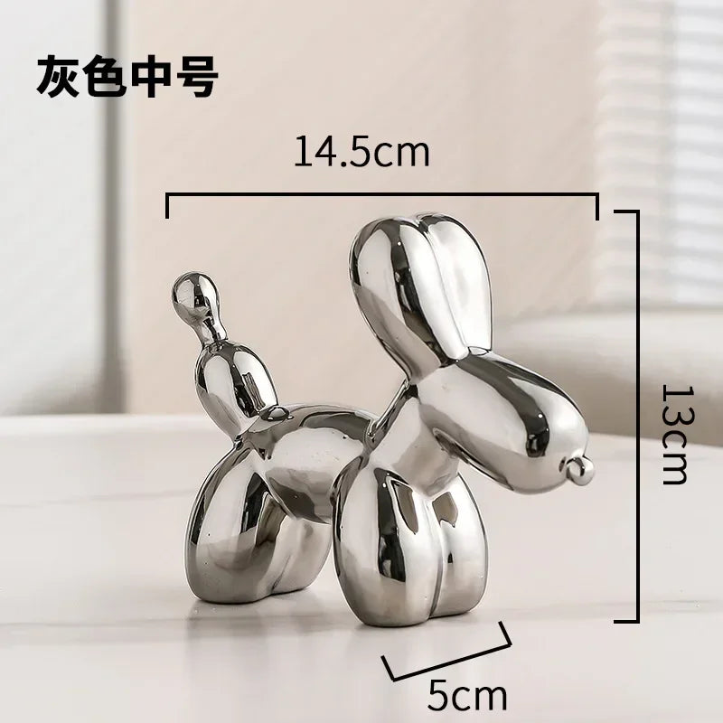 Noordse Keramische Ballonhond Sculptuur Gouden Dier Decoratie Standbeeld Woonkamer Ornamenten Creatief Bureau Ornament Thuis Decor