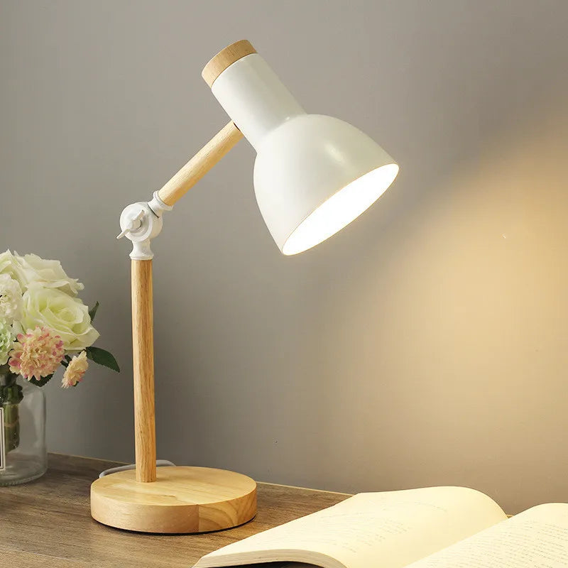 Kreative Nordic Houtkunst LED Tafellamp – Verstelbare kop & Oogbescherming