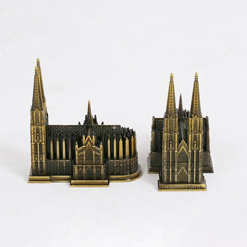 Kölner Dom Model Metaal Antiek Brons Duitsland Kölner Dom Gebouw Figuren Wereldberoemd Monument Architectuur Decoratie