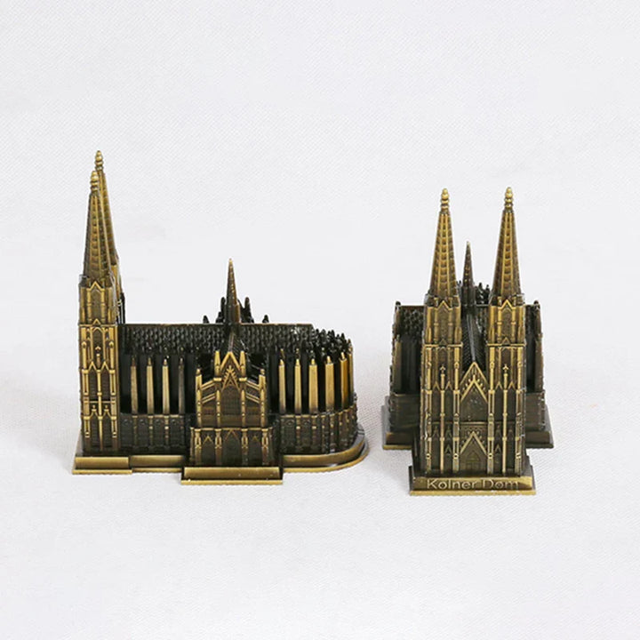 Kölner Dom Model Metaal Antiek Brons Duitsland Kölner Dom Gebouw Figuren Wereldberoemd Monument Architectuur Decoratie