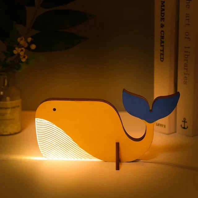 Charmante houten dieren LED nachtlampen