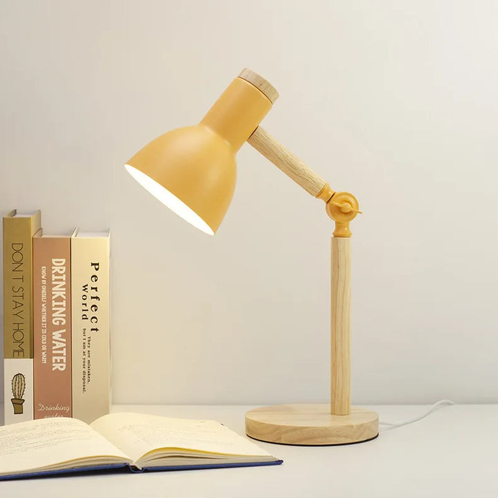 Kreative Nordic Houtkunst LED Tafellamp – Verstelbare kop & Oogbescherming