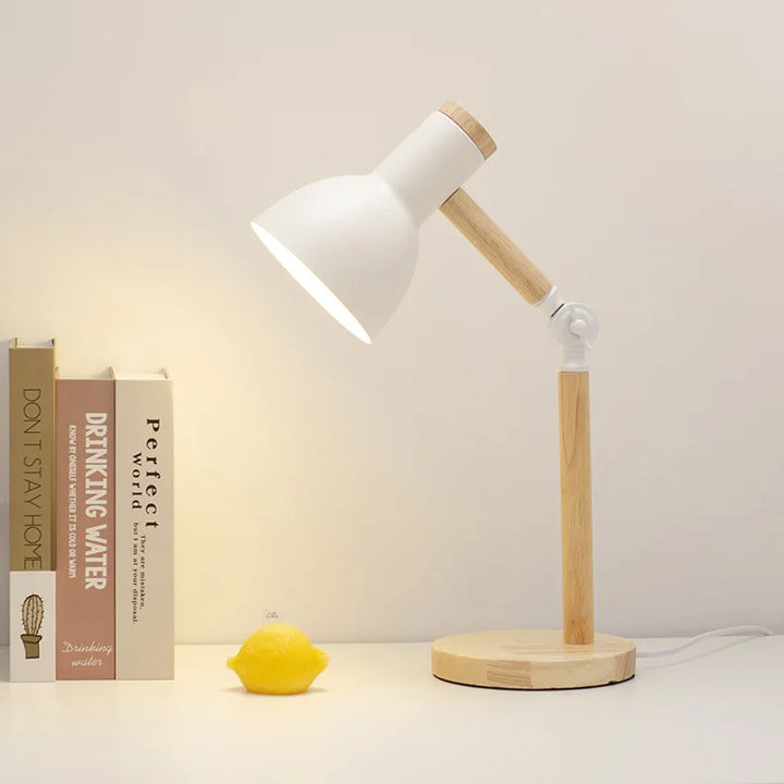 Kreative Nordic Houtkunst LED Tafellamp – Verstelbare kop & Oogbescherming