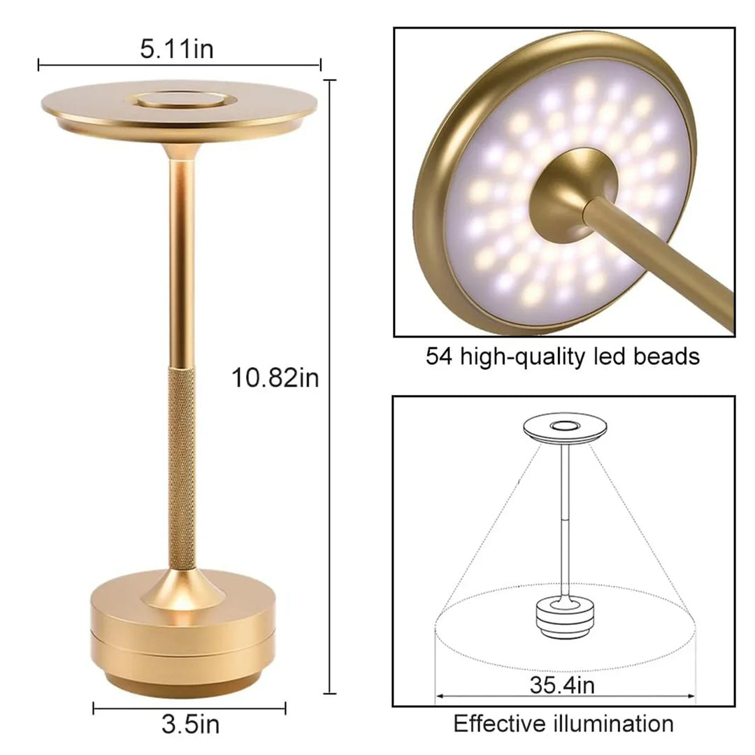 Klassieke Touch-Sensor-LED-Tafellamp | Oplaadbare draadloze bureaulamp met 3 instelbare kleurtemperaturen