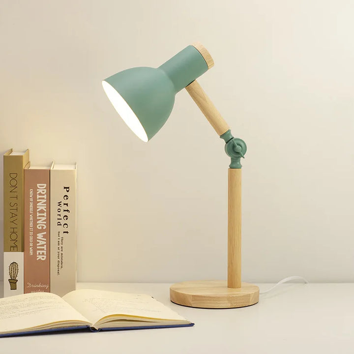 Kreative Nordic Houtkunst LED Tafellamp – Verstelbare kop & Oogbescherming