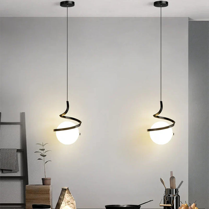Nordic Glass LED Hanglamp – 3-Kleur Temperatuur, Eenmalige Hanglamp voor Eetkamer, Slaapkamer en Woonkamer Decoratie (5-10 m² Dekking)