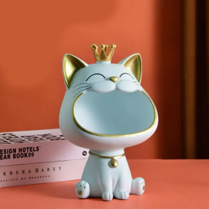 Fortune Crown Big Mouth Kat Toegang Sleutelhanger Decoratief Ornament, Lichtgewicht Luxe Huishwarming Geschenk Beeldhouwwerk