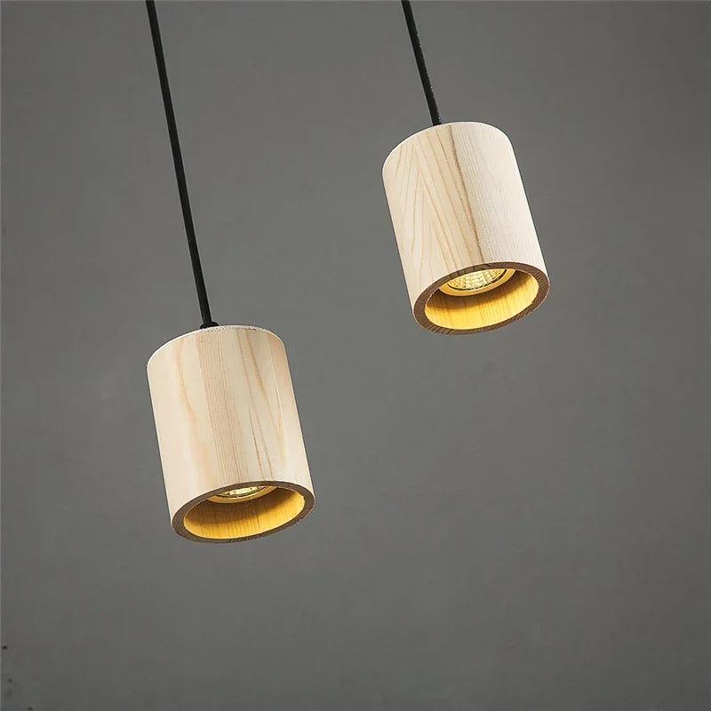 Moderne houten hanglamp - Nordic stijl massief houten lamp voor woonkamer, slaapkamer, bar en restaurant, E27 lampvoet