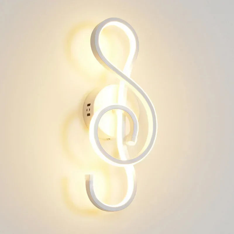 Moderne LED Wandlamp - Muzieknoot Wandlamp voor Slaapkamer, Woonkamer en Kantoor, Aan/Uit Touch, Op en Neer Lichtrichting, Binnen Decoratie