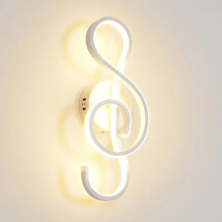 Moderne LED Wandlamp - Muzieknoot Wandlamp voor Slaapkamer, Woonkamer en Kantoor, Aan/Uit Touch, Op en Neer Lichtrichting, Binnen Decoratie