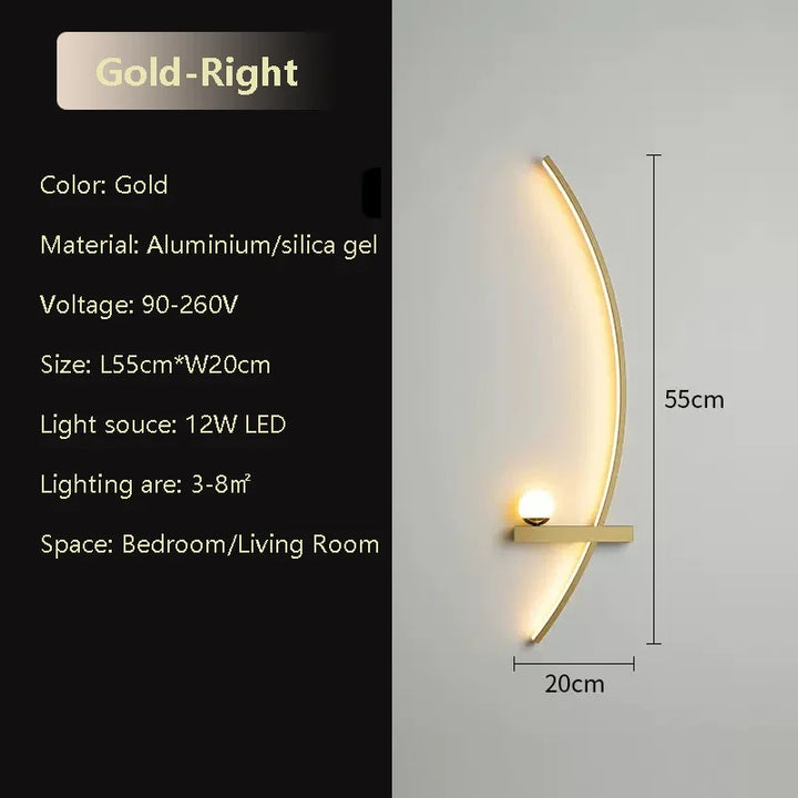 Moderne LED-Wandlamp Zwart Goud - Elegante lange streepdesign voor veelzijdige verlichting