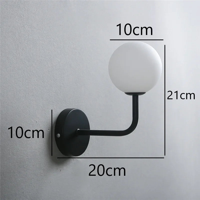 Moderne metaaldraad- en glasball wandlamp - Scandinavische wandverlichting voor woonkamer, slaapkamer, gang, hal en trap - AC-gevoed, LED-lamp inbegrepen