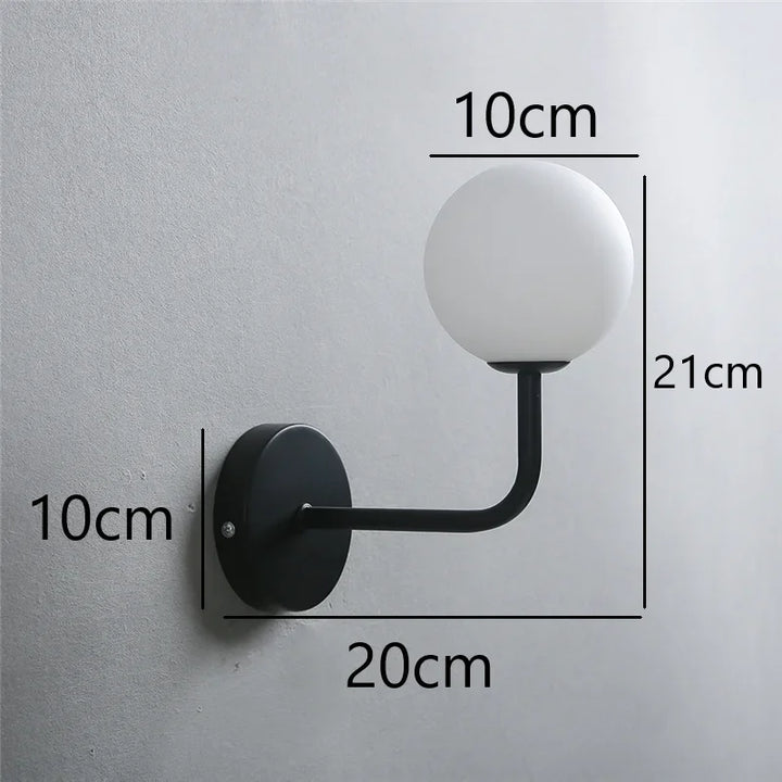 Moderne metaaldraad- en glasball wandlamp - Scandinavische wandverlichting voor woonkamer, slaapkamer, gang, hal en trap - AC-gevoed, LED-lamp inbegrepen
