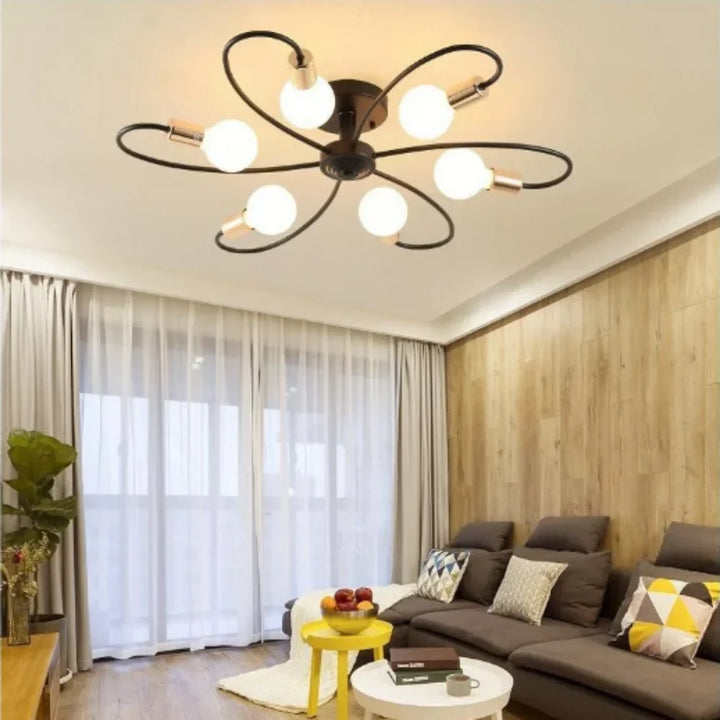 Moderne LED-plafondlampen - Industrieel Ijzer Zwart/Goud Noordelijke Minimalisme