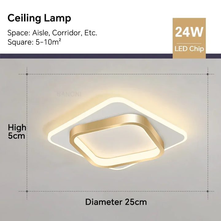 Moderne LED ceiling light - Square ceiling lamp for living room, staircase, hallway and more