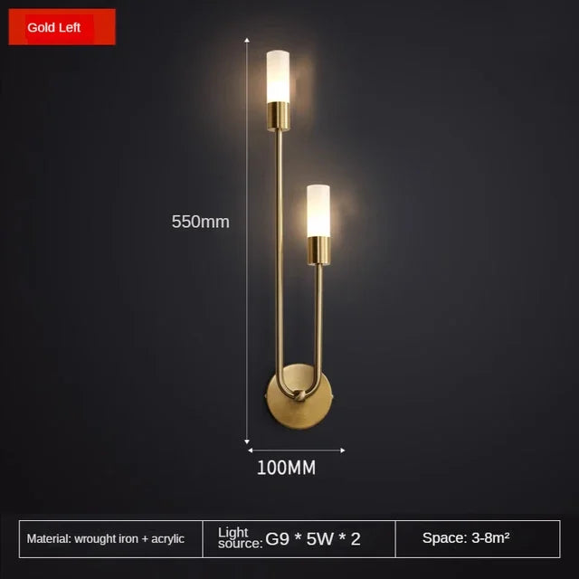 Moderne Gouden LED Wandlamp – Nordic Wandlamp voor Woonkamer, Slaapkamer, Keuken en Hal Decor