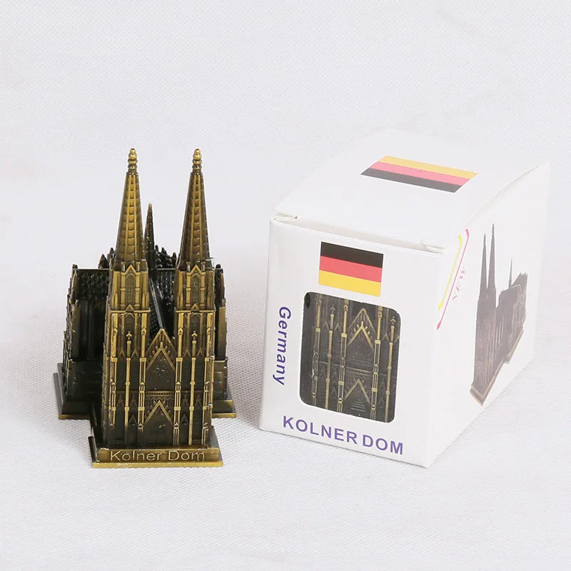 Kölner Dom Model Metaal Antiek Brons Duitsland Kölner Dom Gebouw Figuren Wereldberoemd Monument Architectuur Decoratie