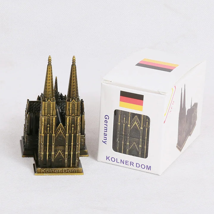 Kölner Dom Model Metaal Antiek Brons Duitsland Kölner Dom Gebouw Figuren Wereldberoemd Monument Architectuur Decoratie