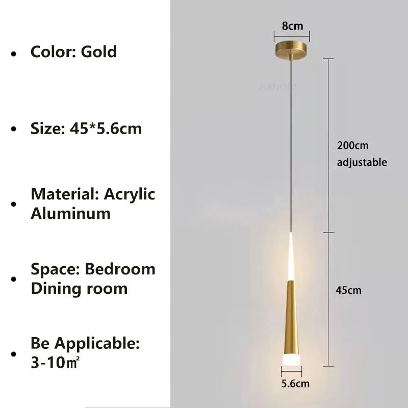 Nordic LED Hanglamp – Lange Hangdraad Kroonluchter voor Slaapkamer, Woonkamer, Eetkamer en Kantoor – Moderne Woondecoratie Lichtbron