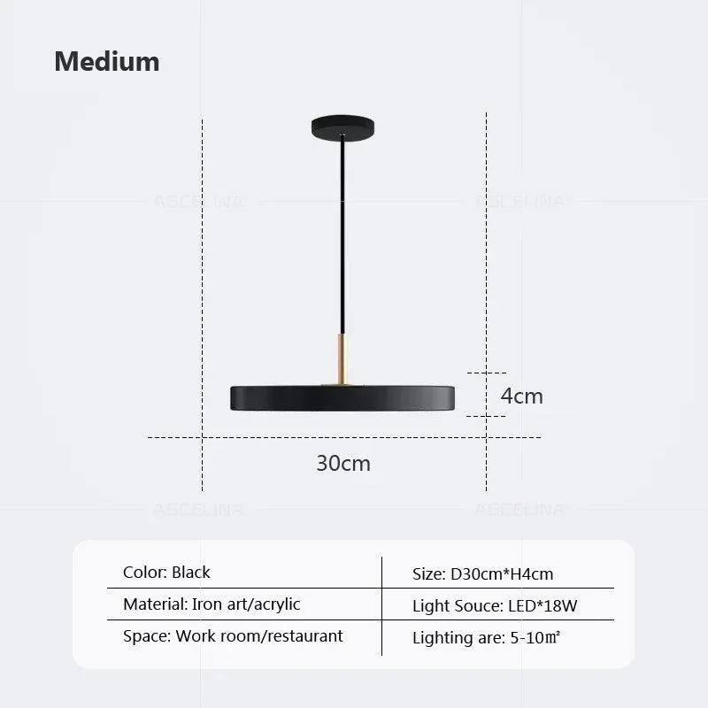 Moderne LED hanglamp – 23/30 cm schijf hanglamp voor slaapkamer, woonkamer, kantoor engang – dimbare LED plafondlamp