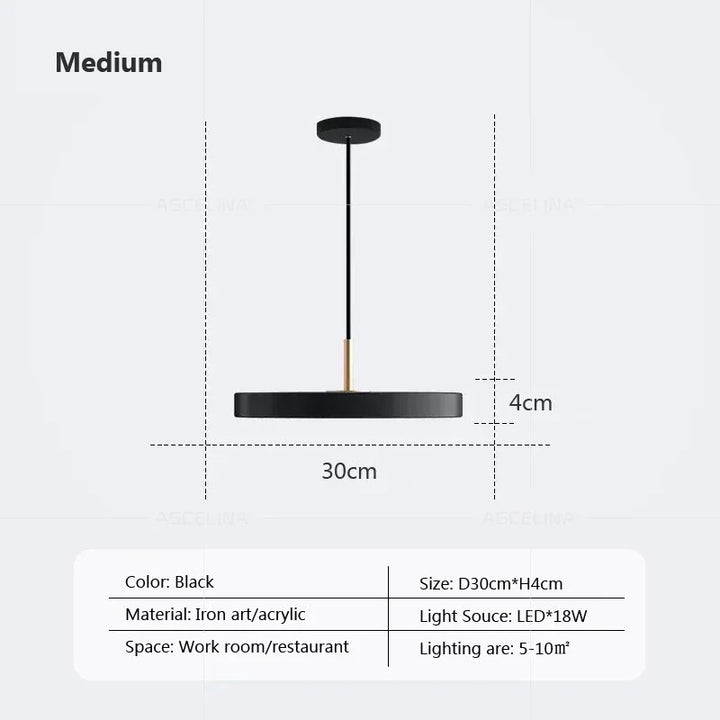 Moderne LED hanglamp – 23/30 cm schijf hanglamp voor slaapkamer, woonkamer, kantoor engang – dimbare LED plafondlamp