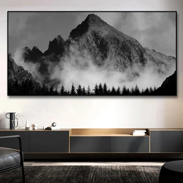 Noordelijke Landschappen Bos Berg Wildernis Wanddecoratie Fotokunst Canvas Prints Zwart Wit Posters voor Woonkamer Moderne Thuis Kantoor Decor
