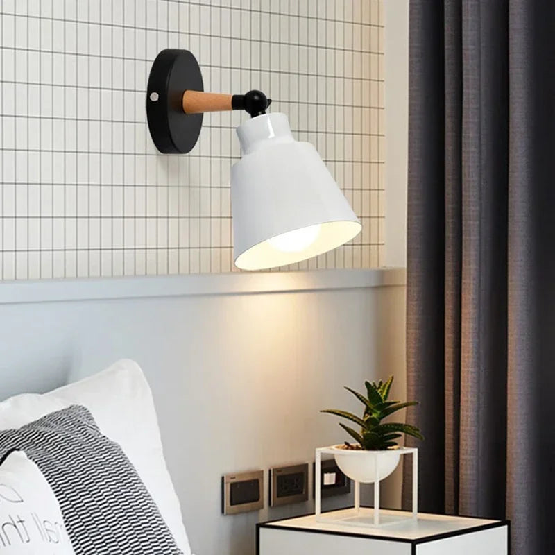 Nordic LED Wandlamp – Minimalistisch Massief Houten Ontwerp voor Slaapkamer, Woonkamer en Hal – Moderne Decoratieve Verlichting met E27 Fitting