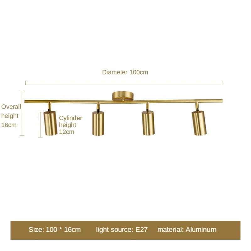 Moderne Gouden Spotlight Plafondlamp – Nordic Minimalistische E27 LED Licht voor Woonkamer, Slaapkamer en Keuken
