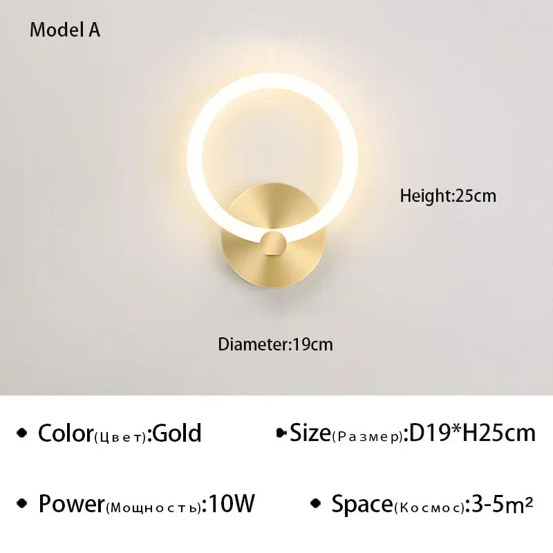 Moderne nordic LED-wandlamp – elegante ringlicht-inrichting voor slaapkamer, woonkamer en hoteldécor