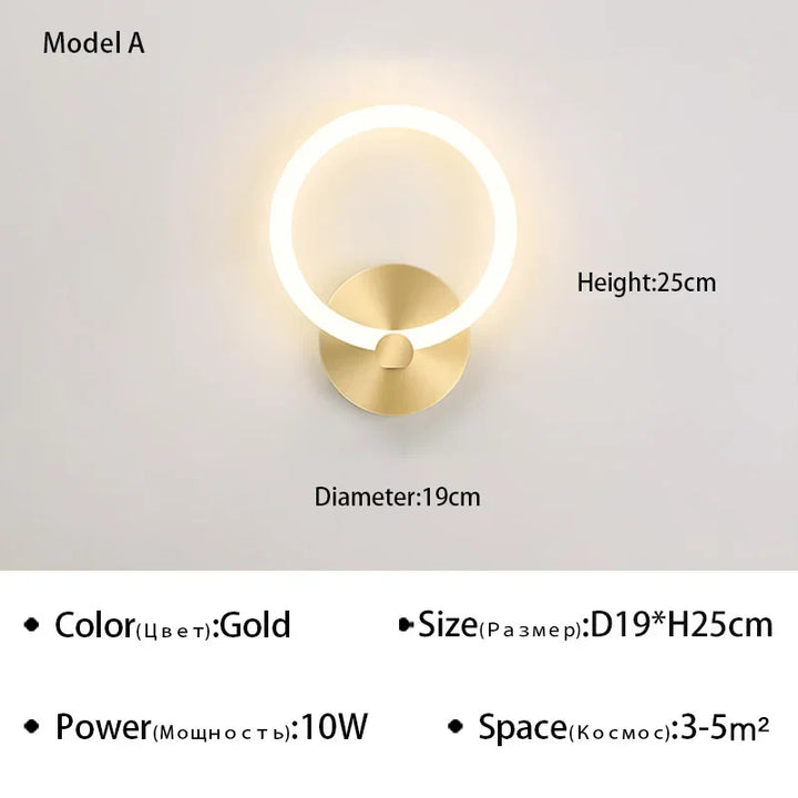 Moderne nordic LED-wandlamp – elegante ringlicht-inrichting voor slaapkamer, woonkamer en hoteldécor