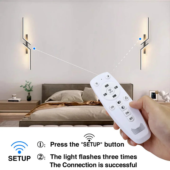 Moderne dimbare LED wandlamp - Afstandsbediening minimalistische wandlamp voor slaapkamer, woonkamer en TV-achtergrond