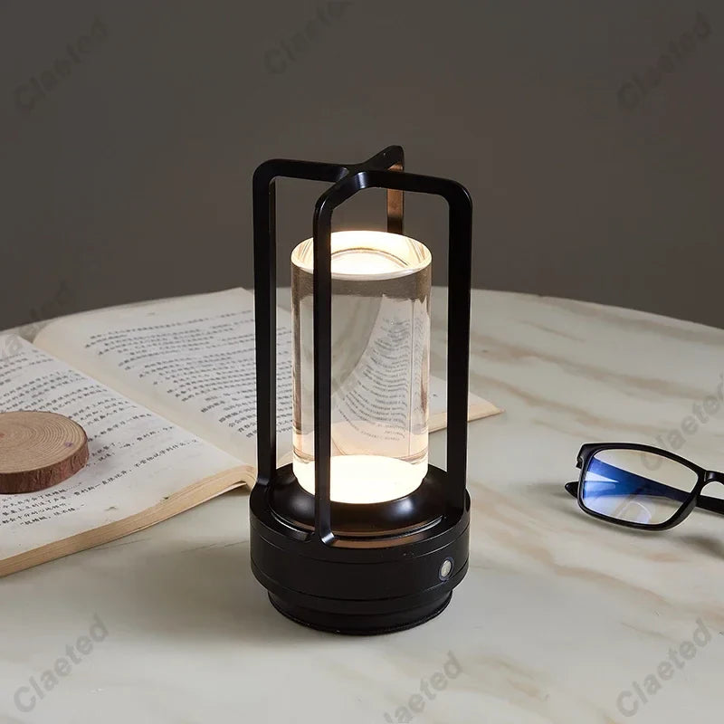 LED Draadloze Tafellamp | Industrieel Stijl, Oplaadbare & Draagbare Verlichting voor Binnen & Buiten Gebruik