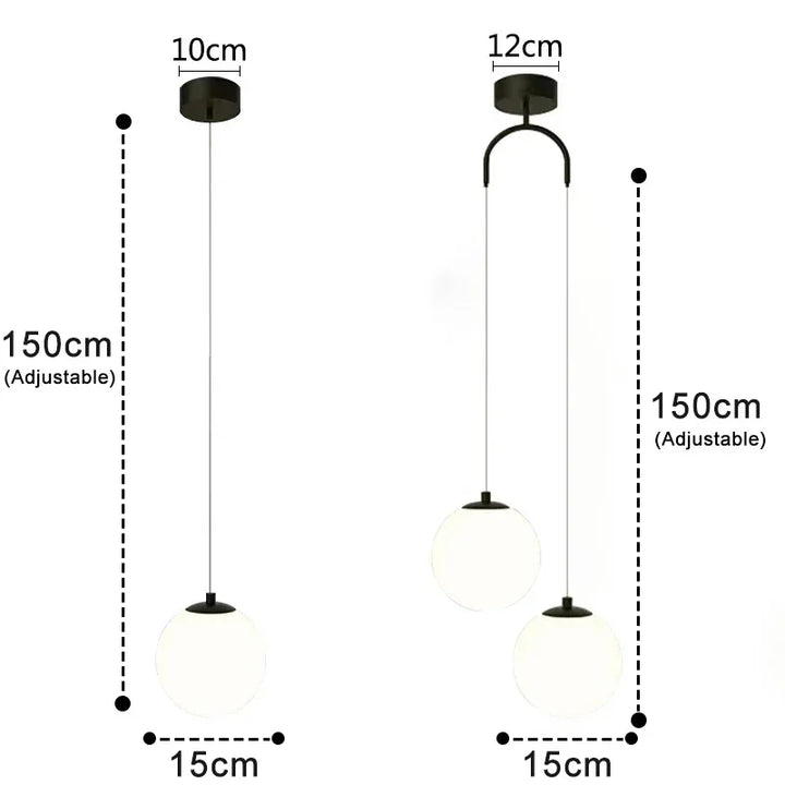 Moderne Glass LED Pendant Light – Nordic Style Hanglamp voor Woonkamer, Slaapkamer, Restaurant en Bar, 220V AC, Binnenverlichtingsarmatuur