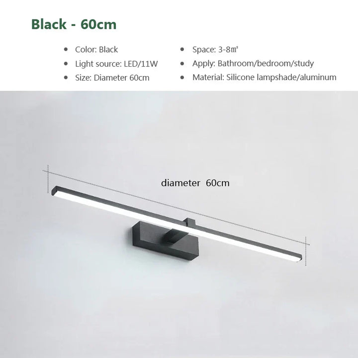 Moderne LED-Wandlamp voor de badkamer – 3-kleurige instelbare licht Aluminium LED-spiegel Lamp voor Makeup en Baden