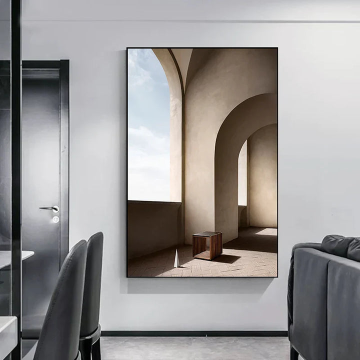 Minimalistische abstracte architectonische wandkunst Fijne kunst canvasprints Posters afbeeldingen voor moderne woonappartement woonkamer kantoor decor