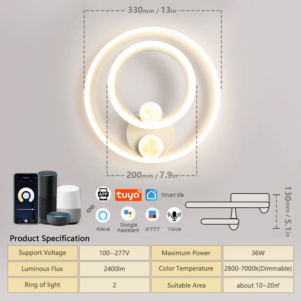 Moderne LED Wandlamp – Aanpasbare 3-Kleur Lichtbron voor Slaapkamer, Woonkamer, Balkon en Interieurdecoratie
