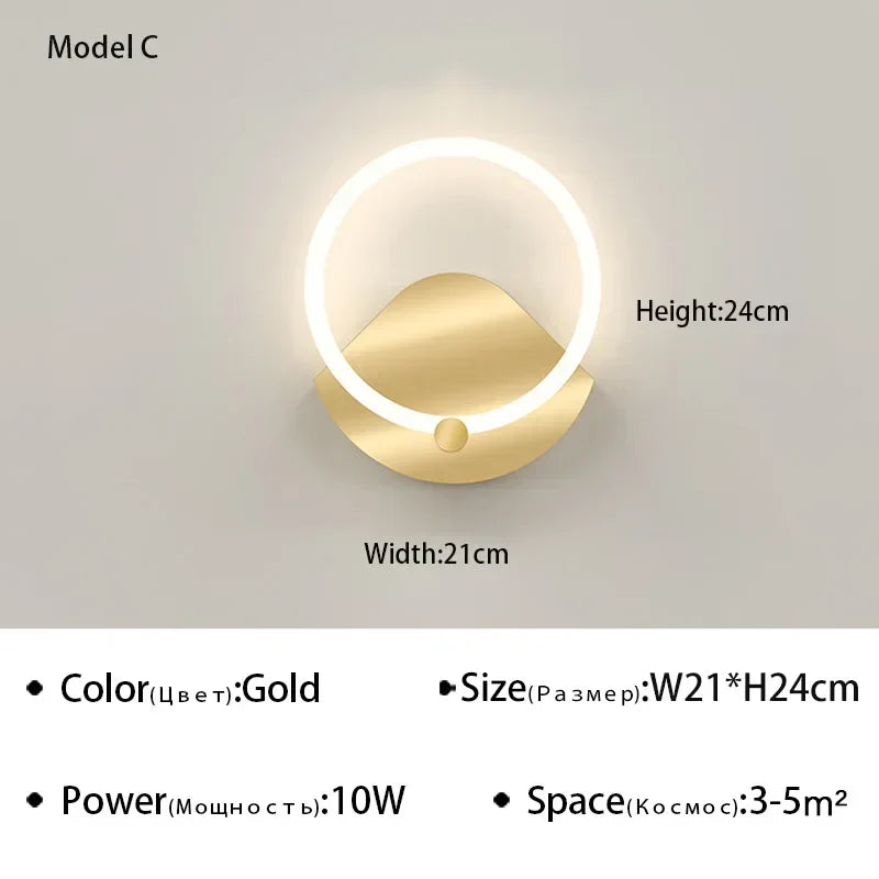 Moderne nordic LED-wandlamp – elegante ringlicht-inrichting voor slaapkamer, woonkamer en hoteldécor